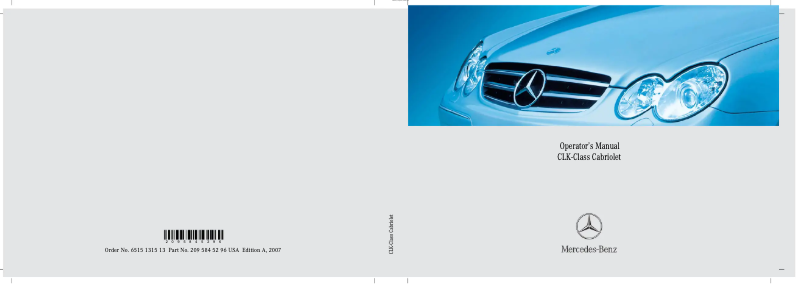 Page 1 de la notice Manuel utilisateur Mercedes-Benz CLK-Class (2007)