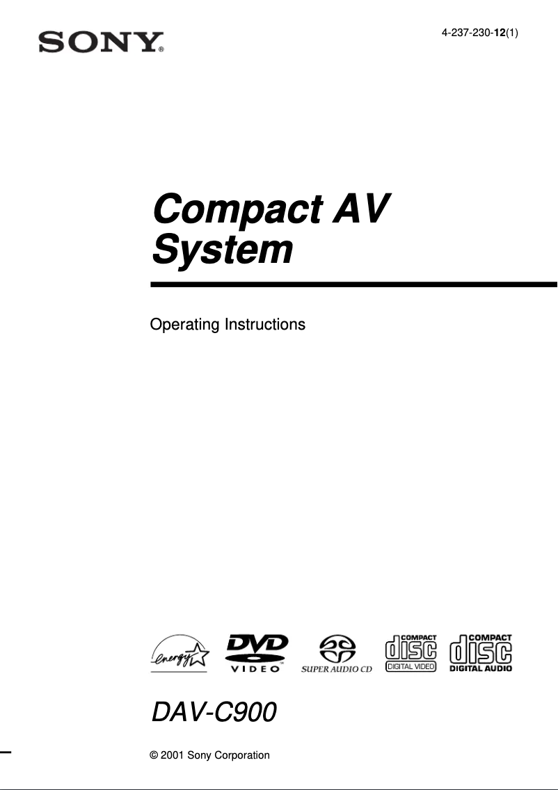 Image de la première page du manuel de l'appareil DAV-C900