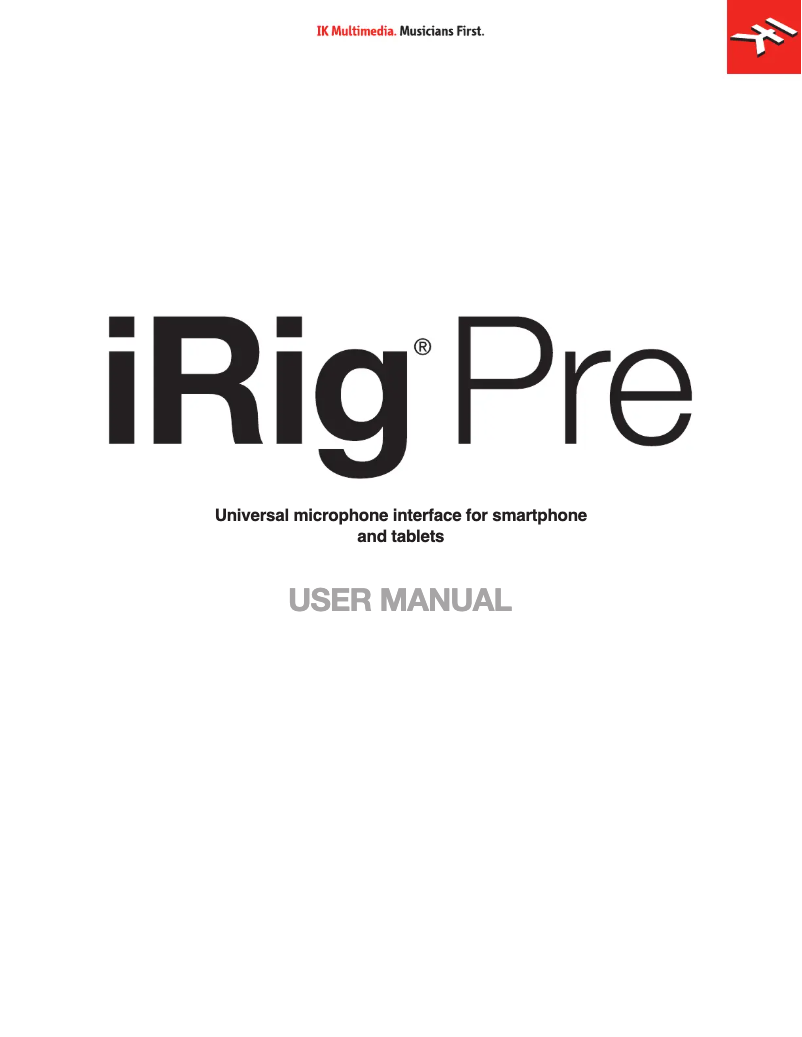 Image de la première page du manuel de l'appareil iRig Pre