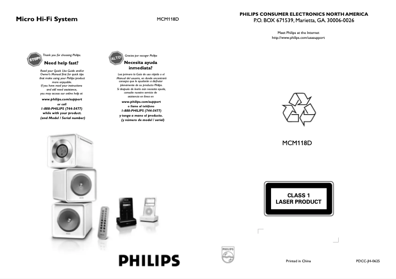 Page n°1 - Manuel utilisateur Philips MCM118D