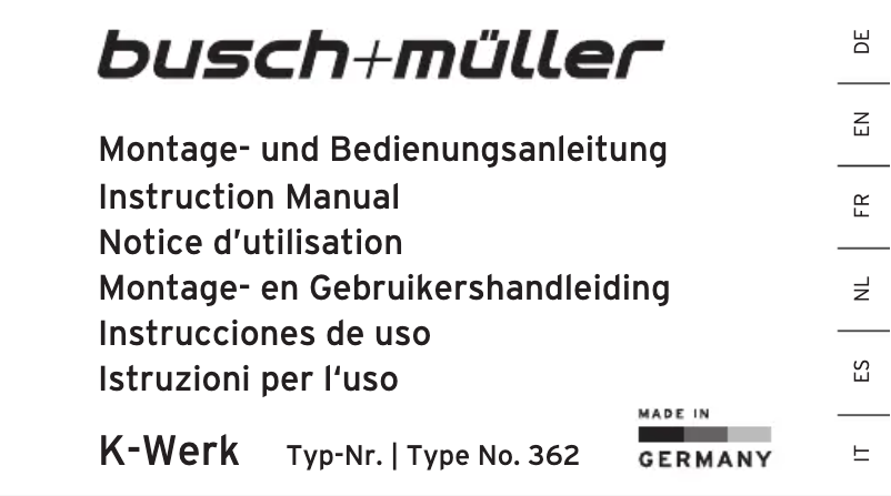 Página 1 del manual Manual de usuario Busch + Müller K-Werk