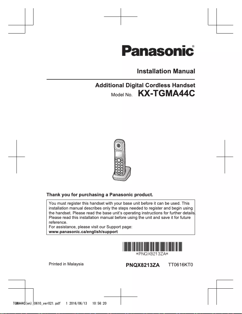 Página 1 del manual Manual de usuario Panasonic KX-TGMA44
