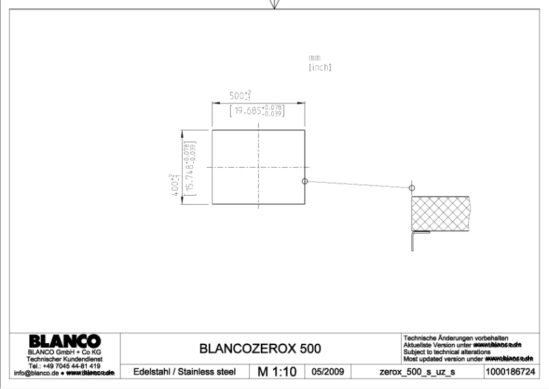 Page 1 de la notice Manuel utilisateur BLANCO ZEROX 500-U