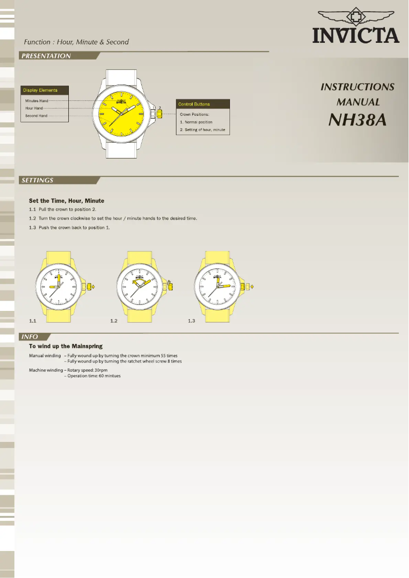 Page 1 de la notice Manuel utilisateur Invicta Pro Diver 25416