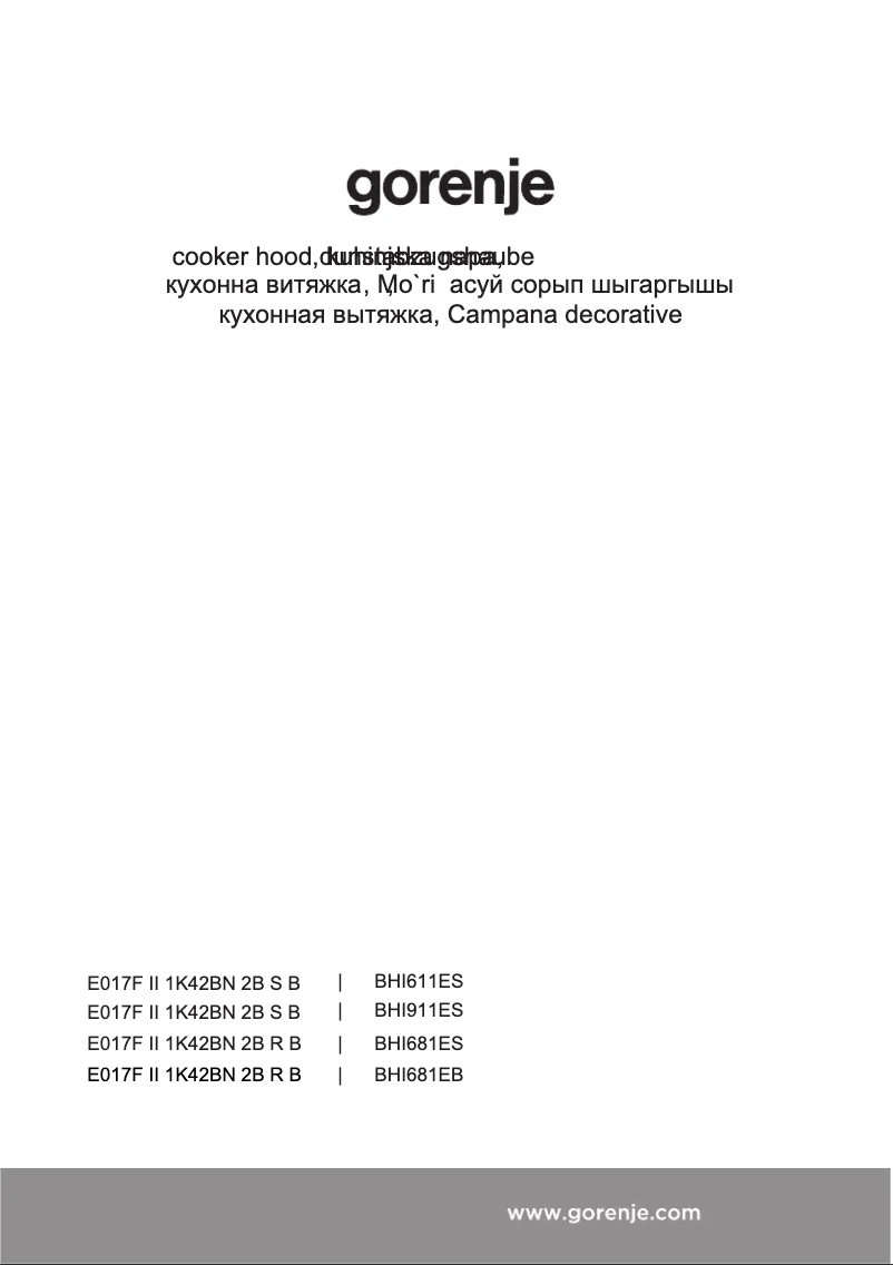 Page n°1 - Manuel utilisateur Gorenje BHI681EB