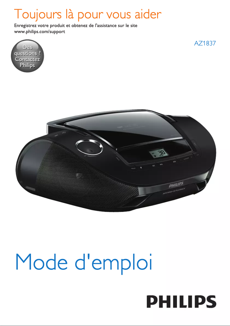 Page n°1 - Manuel utilisateur Philips AZ1837