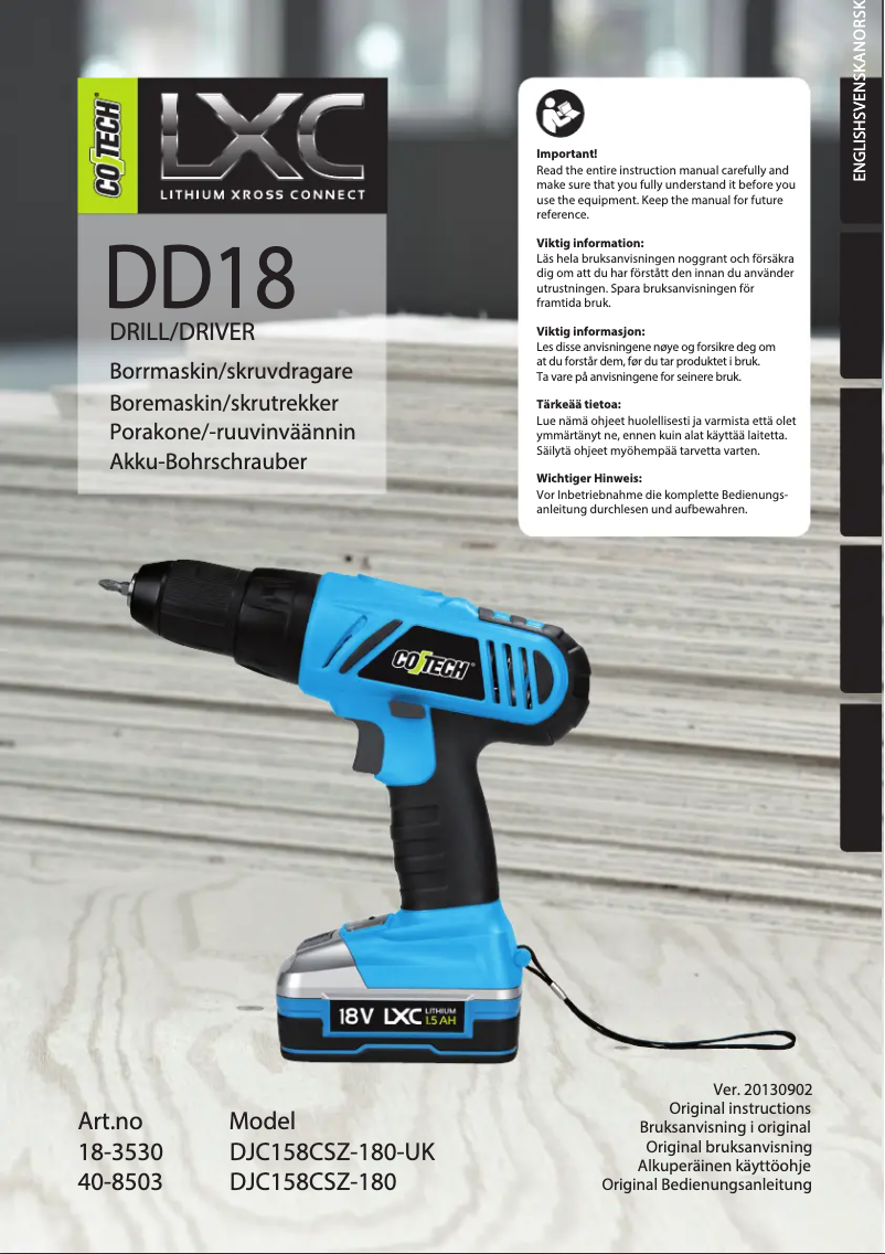 Page n°1 - Manuel utilisateur Cotech DJC158CSZ-180