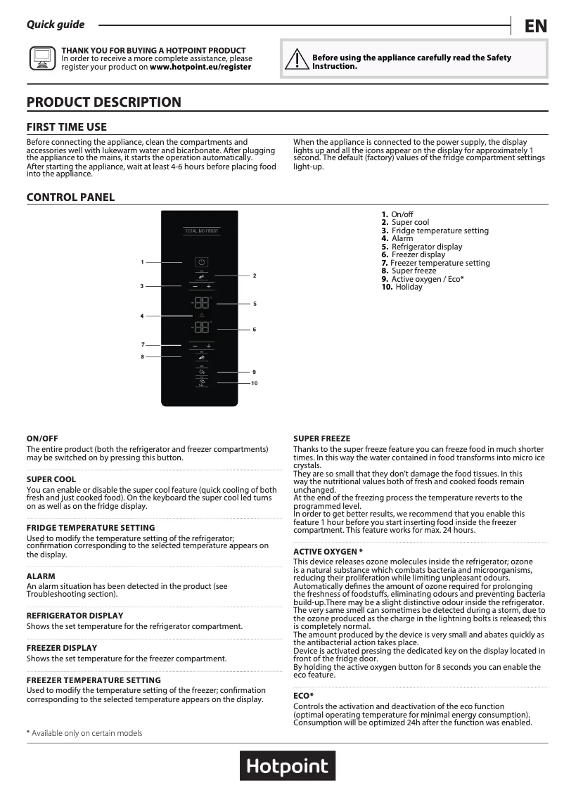 Page n°1 - Manuel utilisateur Hotpoint H7T 911T KS H