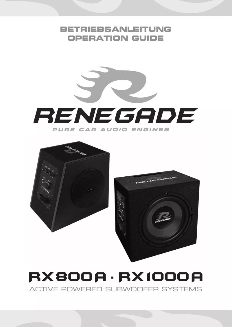 Page n°1 - Manuel utilisateur Renegade RX1000A