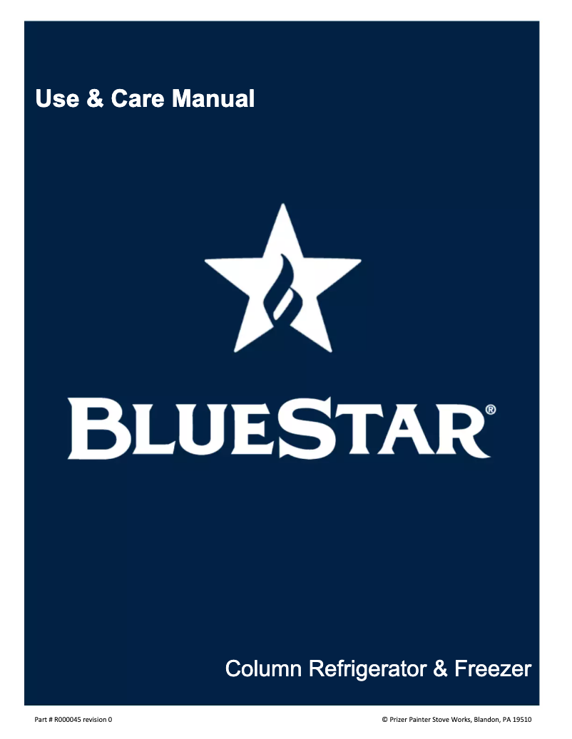 Page n°1 - Manuel d'utilisation et d'entretien BlueStar BIFP30L0