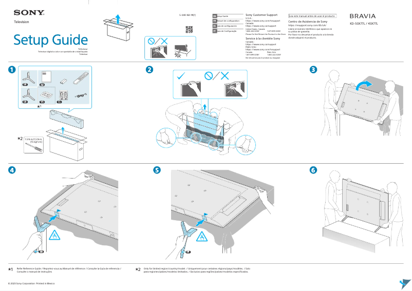 Página 1 del manual Guía de instalación Sony KD-50X77L