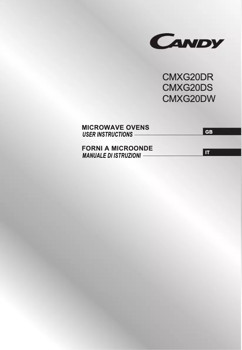 Page 1 of the manual User Manual Candy CMXG 20 DW