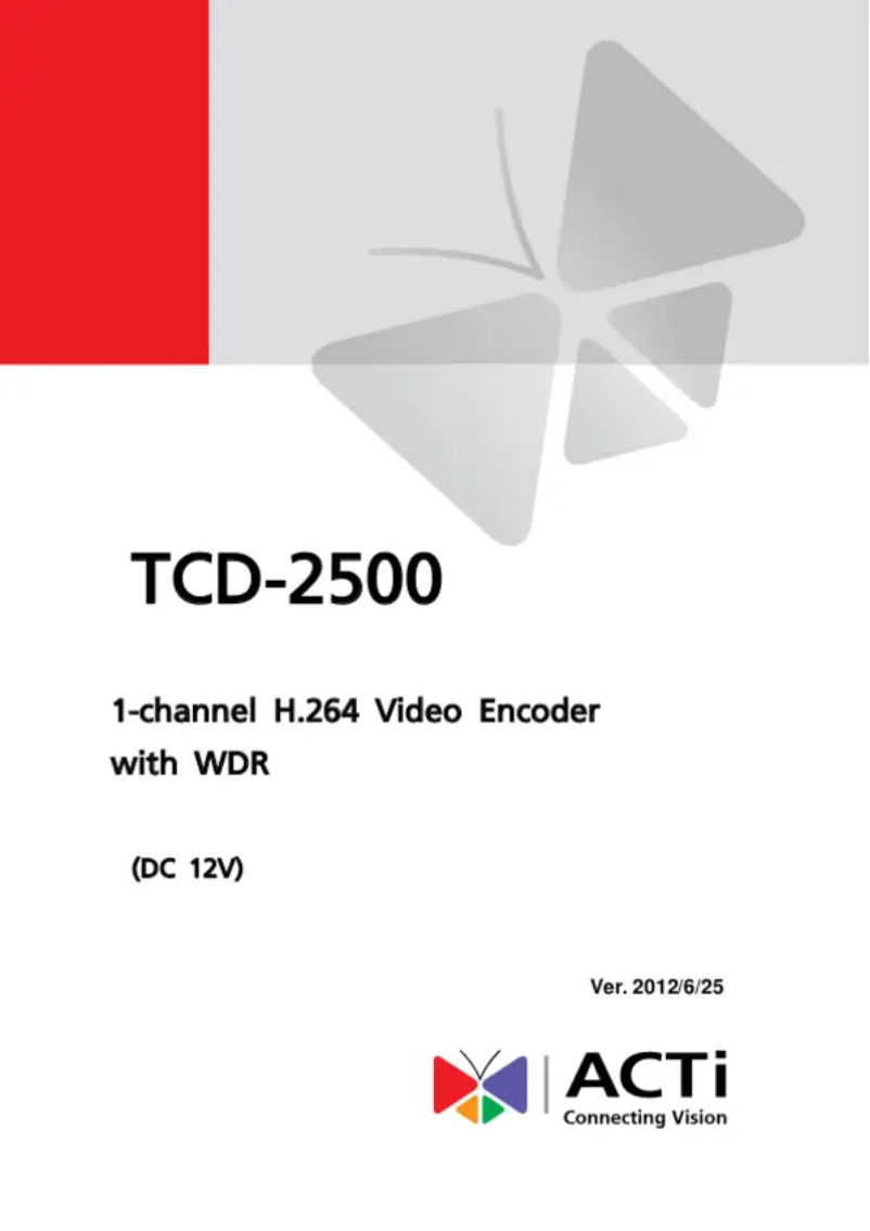 Page n°1 - Manuel utilisateur ACTi TCD-2500