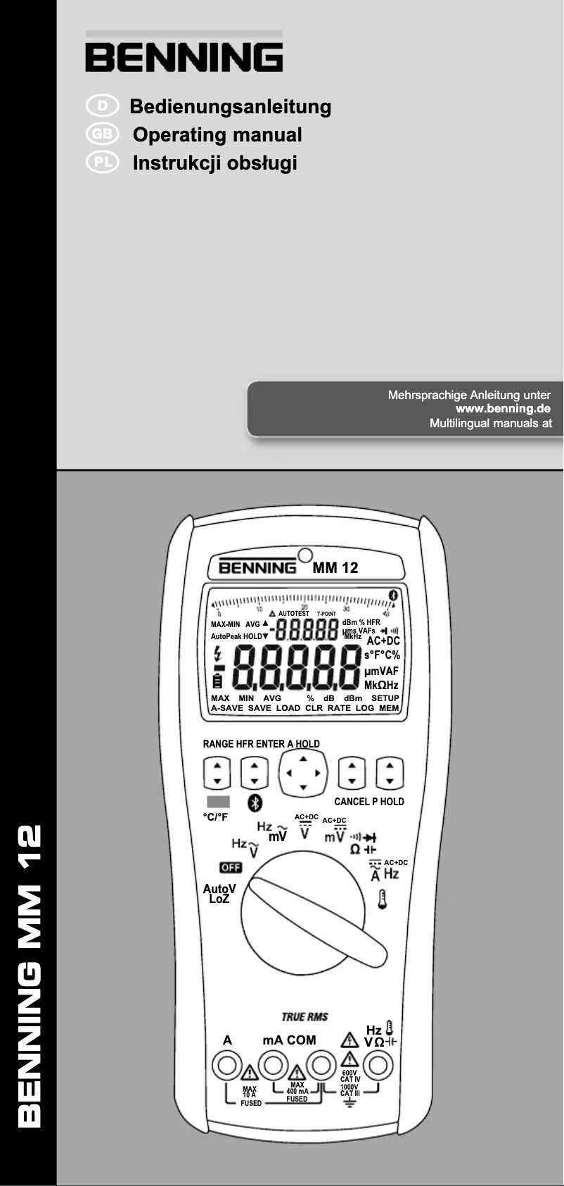 Page n°1 - Manuel utilisateur BENNING MM 12