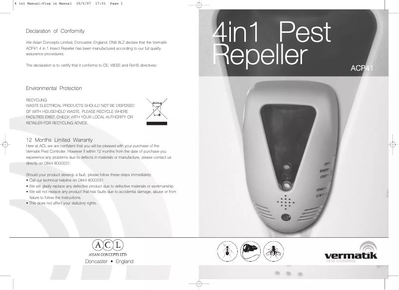 Page 1 de la notice Manuel utilisateur Vermatik ACP41