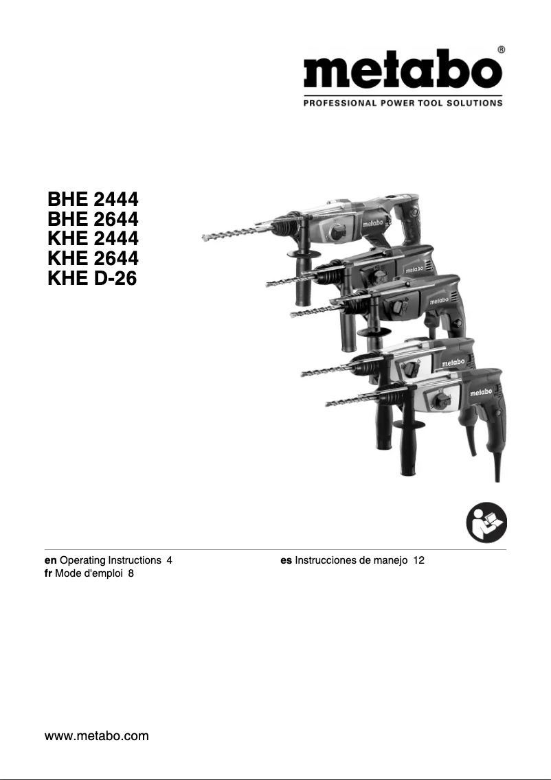 Page n°1 - Manuel utilisateur Metabo KHE 2644