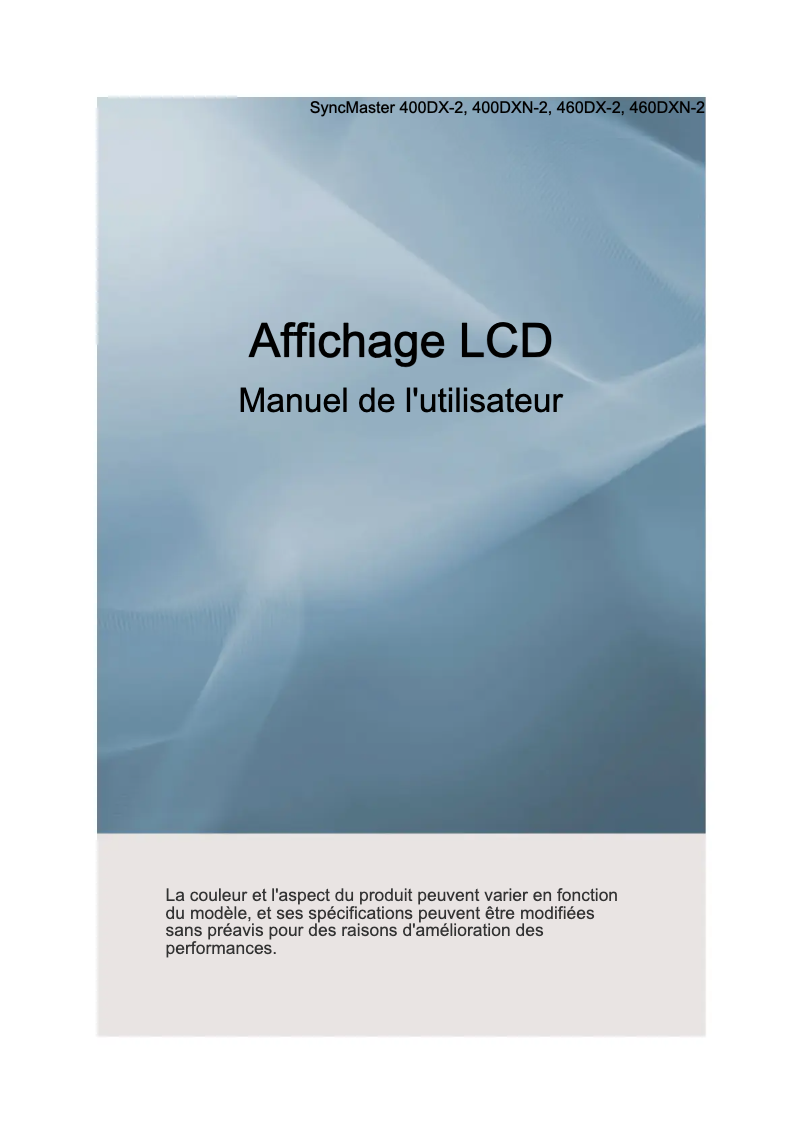 Page n°1 - Manuel utilisateur Samsung SyncMaster 400DX-2