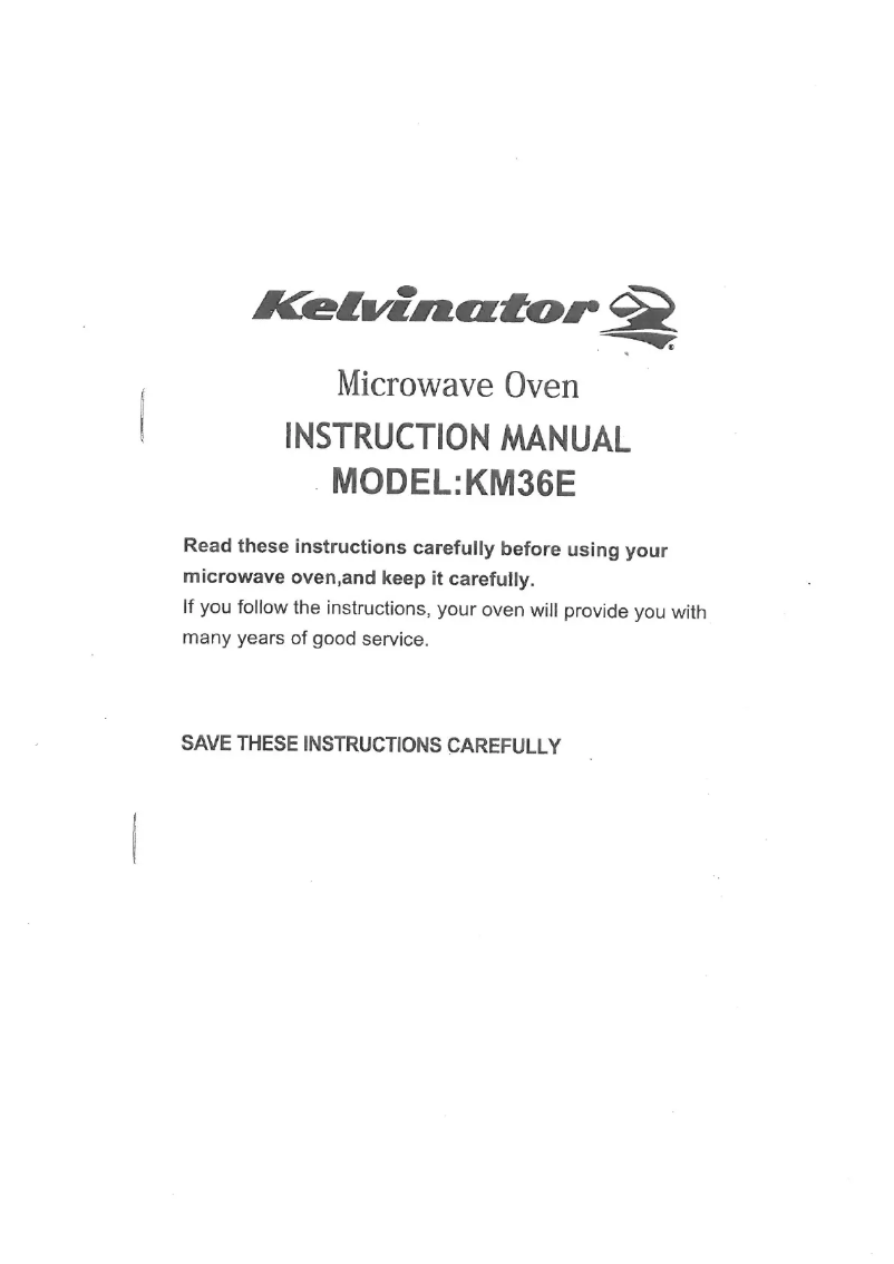 Page 1 de la notice Manuel utilisateur Kelvinator KM36E