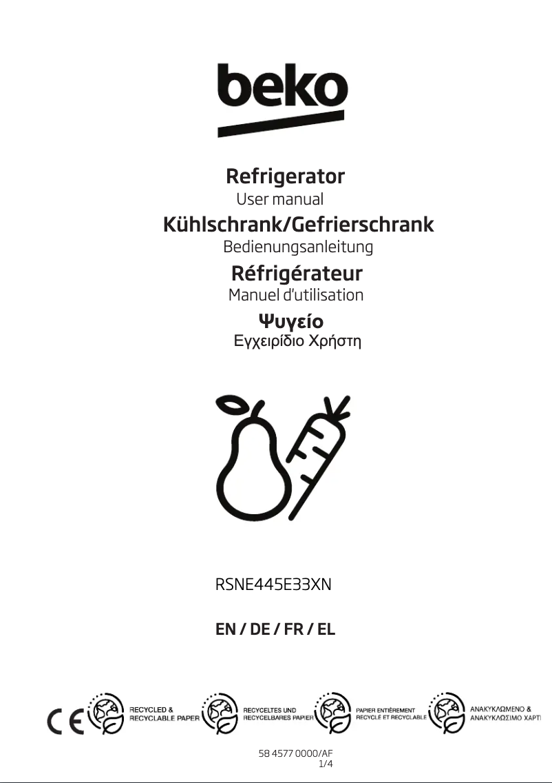 Page n°1 - Manuel utilisateur Beko RSNE445E33XN