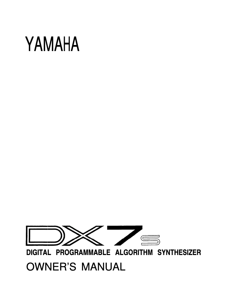 Page 1 of the manual User Manual Yamaha DX7S