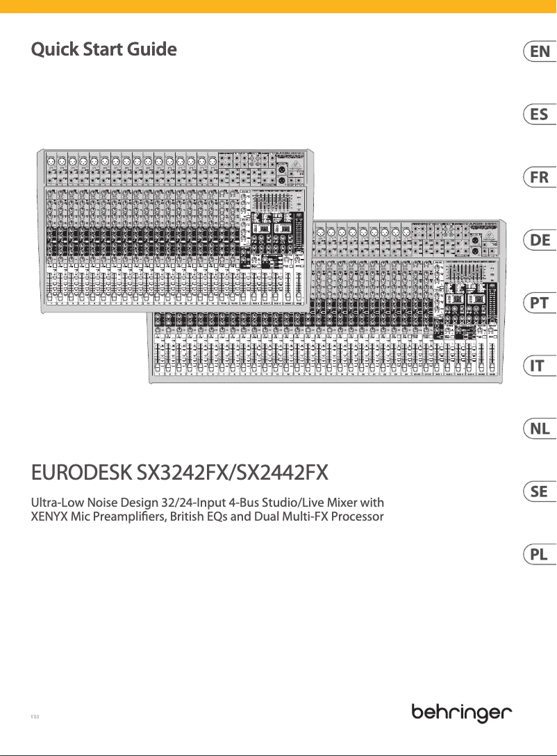 Page n°1 - Guide de démarrage rapide Behringer Eurodesk SX2442FX