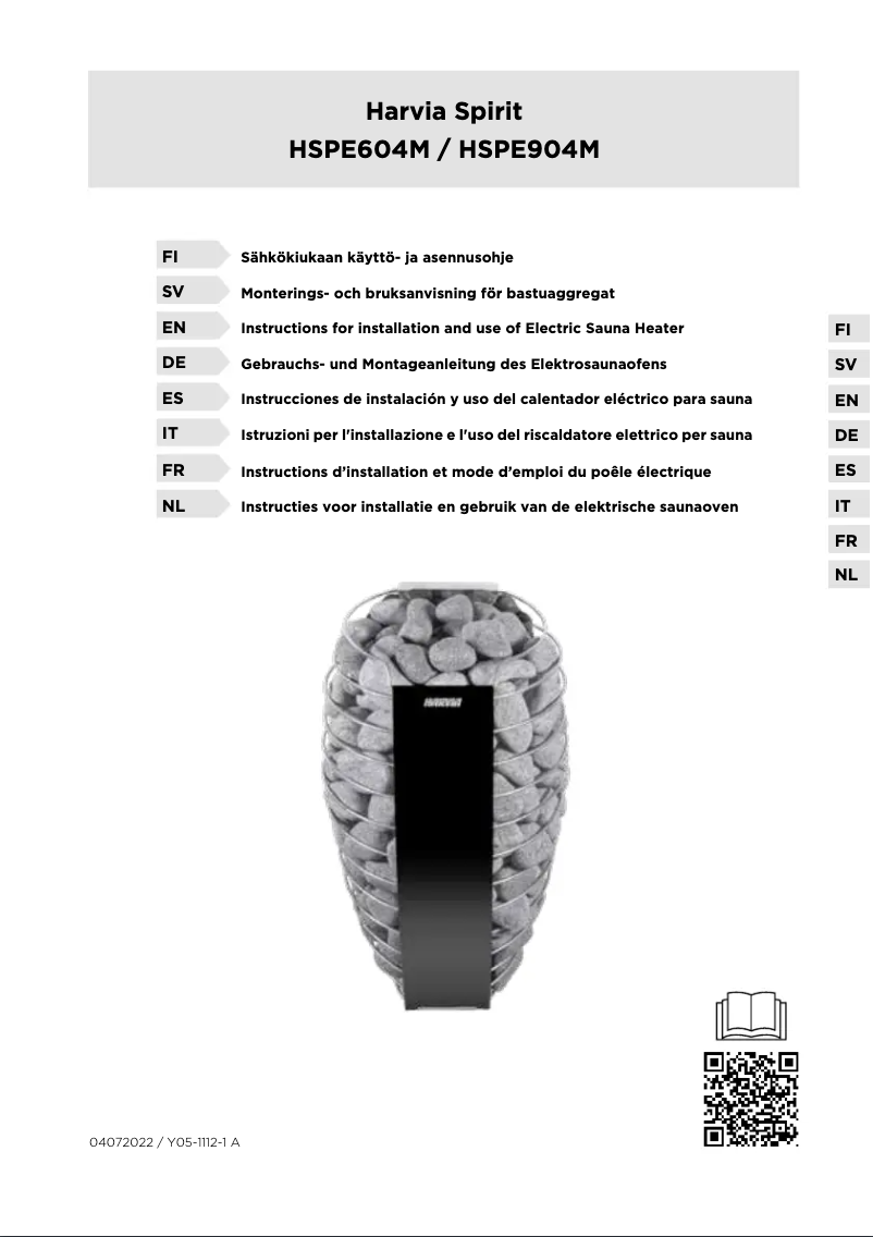 Page n°1 - Manuel utilisateur Harvia Spirit SP60E HSPE604M