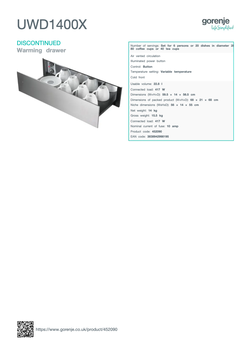 Image de la première page du manuel de l'appareil UWD1400X