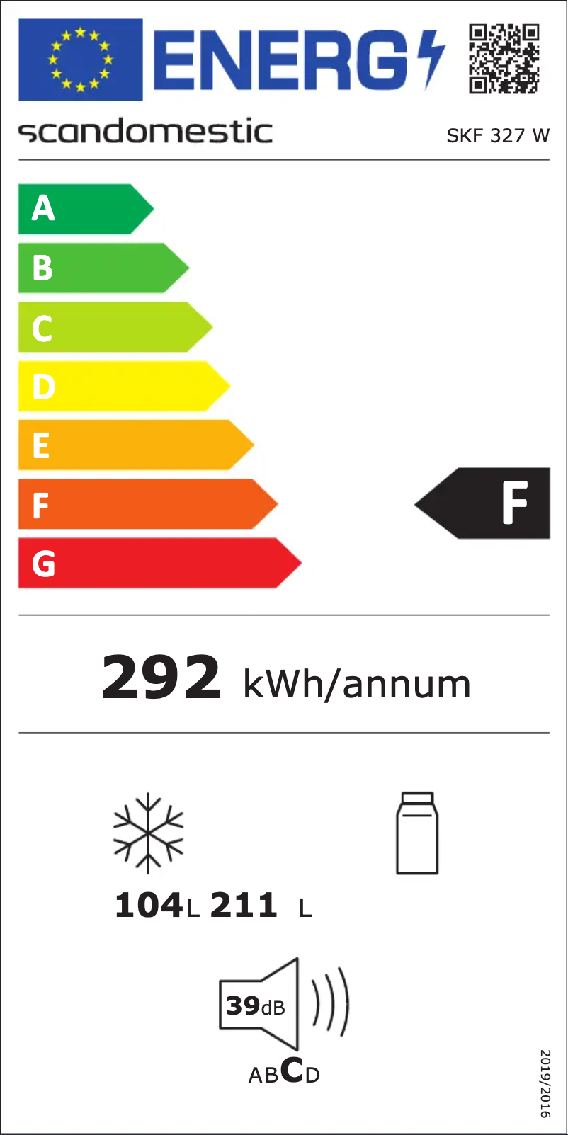 Page n°1 - Label énergétique Scandomestic SKF 327 W