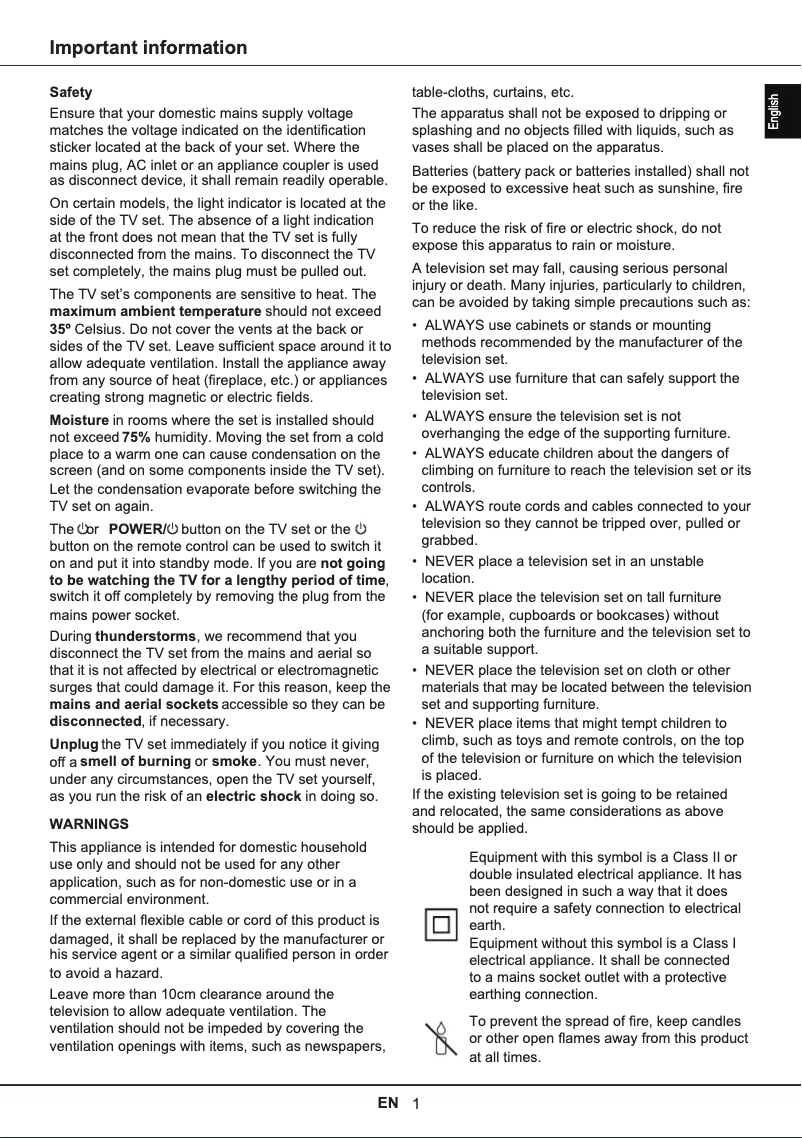 Page 1 de la notice Manuel utilisateur TCL 40FHD7900