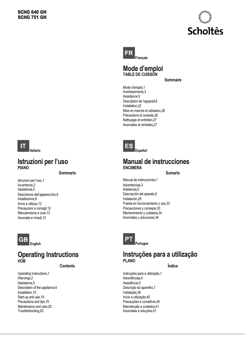Image de la première page du manuel de l'appareil SCHG 751 GH