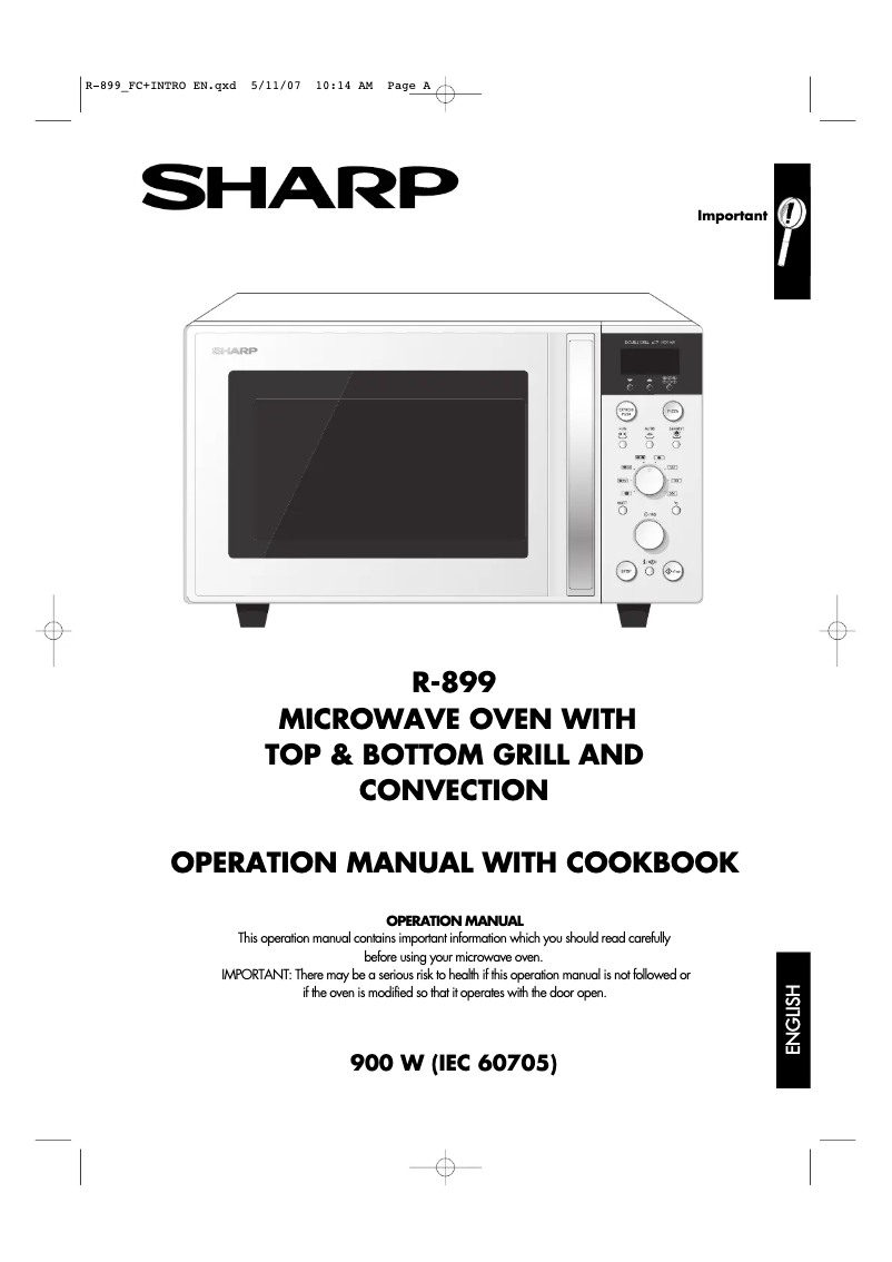 Page 1 de la notice Manuel utilisateur Sharp R899IN