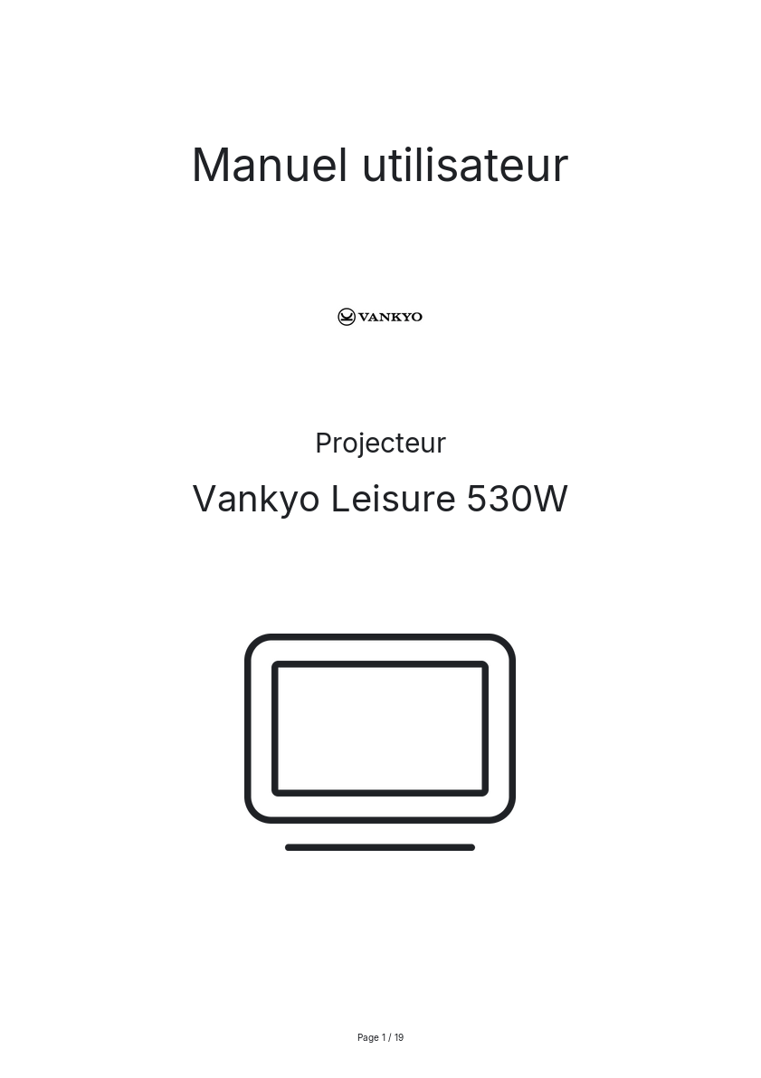Page n°1 - Manuel utilisateur Vankyo Leisure 530W
