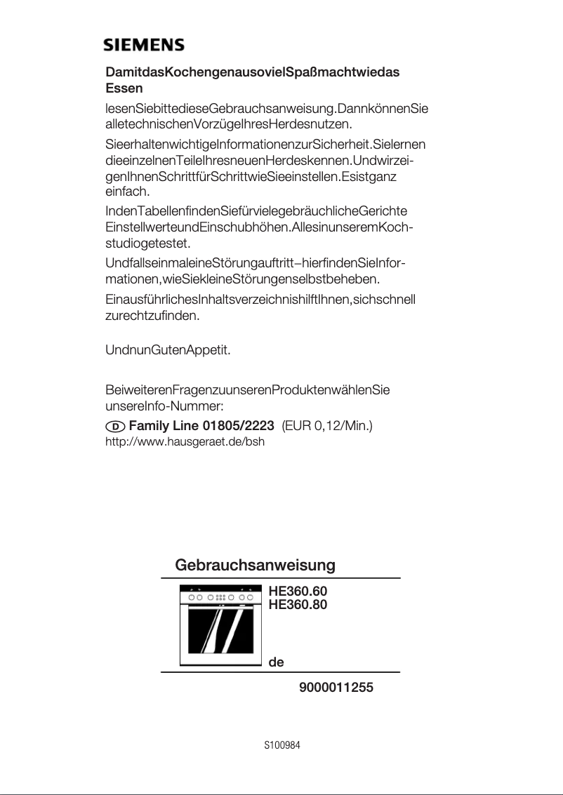 Image de la première page du manuel de l'appareil HE360260