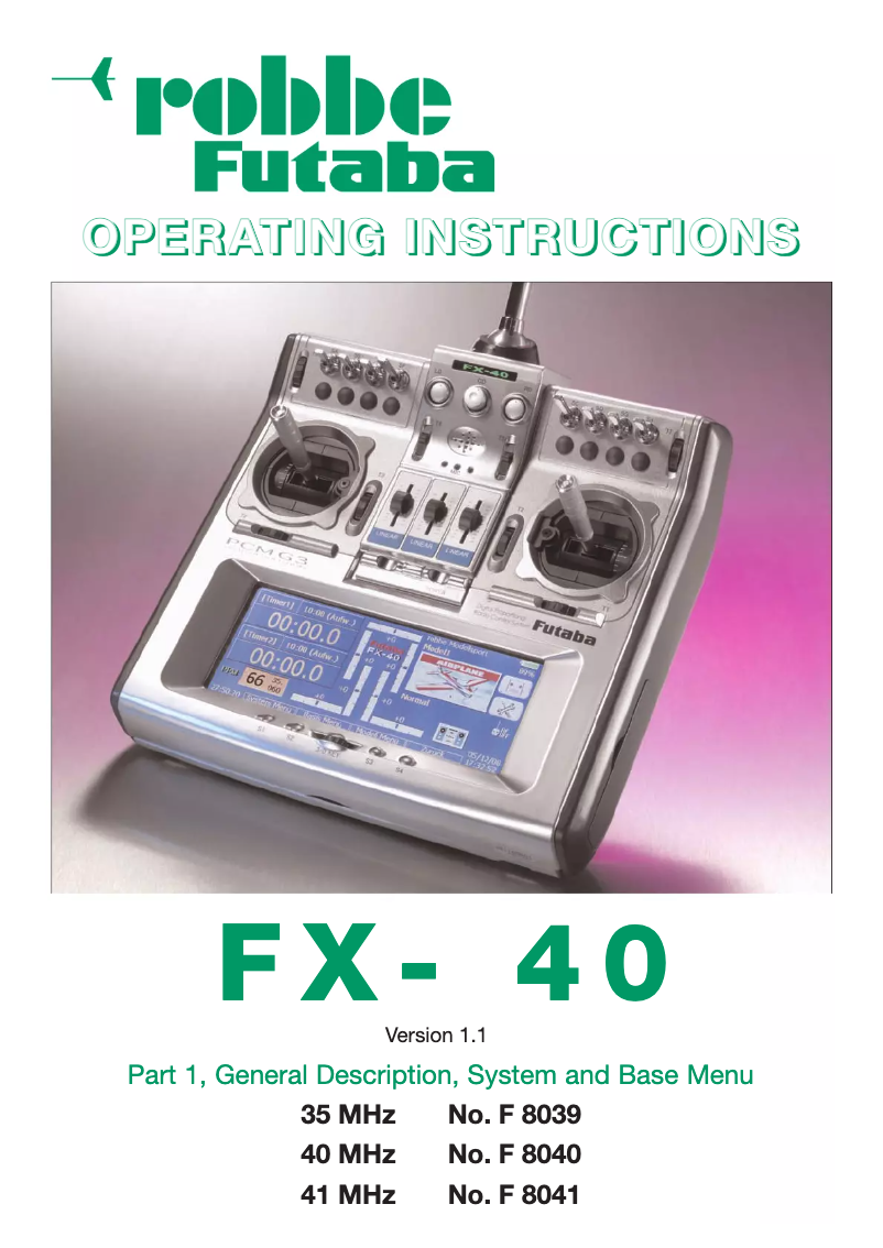Page n°1 - Manuel utilisateur Robbe Futaba FX-40