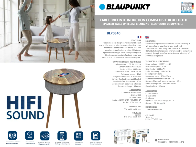 Page 1 de la notice Manuel utilisateur Blaupunkt BLP0540