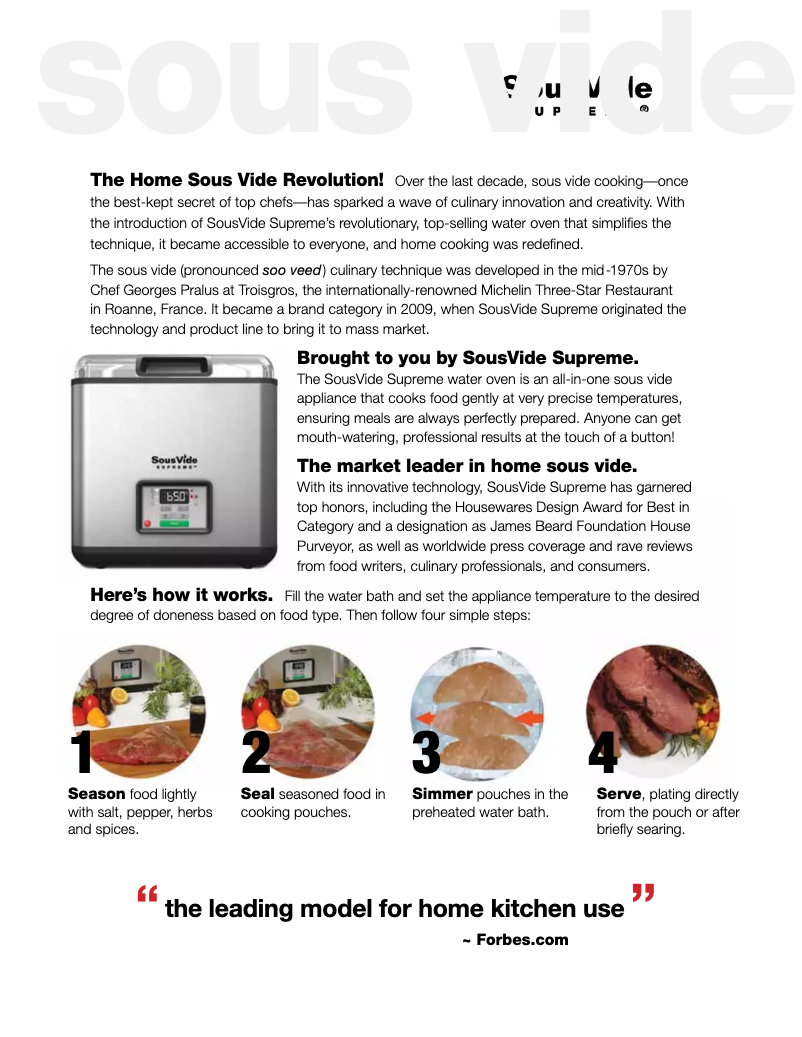 Page 1 de la notice Manuel utilisateur SousVide Supreme Demi