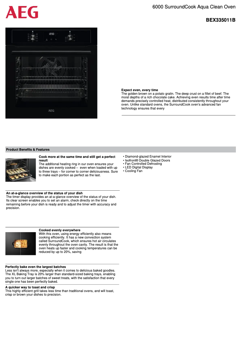 Página 1 del manual Ficha técnica AEG BEX335011B