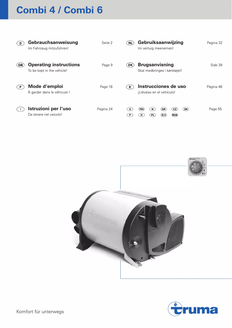 Page 1 de la notice Manuel utilisateur Truma Combi 4