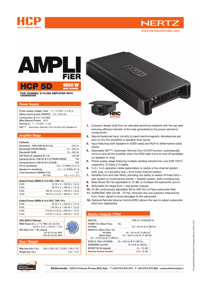 Image de la première page du manuel de l'appareil HCP 5D