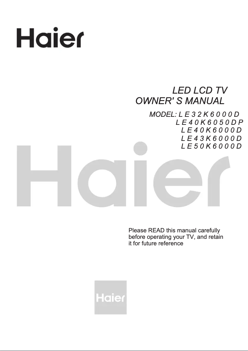 Page 1 de la notice Manuel utilisateur Haier LE43K6000D