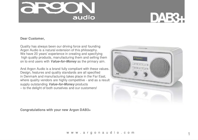 Página 1 del manual Manual de usuario Argon DAB3+ BT