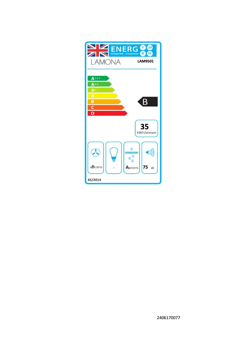 Page 1 de la notice Label énergétique Lamona LAM9501