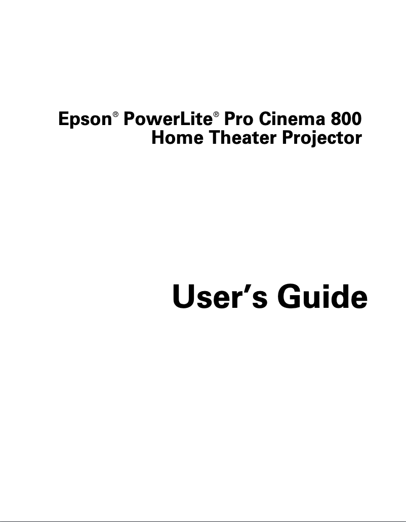 Image de la première page du manuel de l'appareil PowerLite Pro Cinema 800