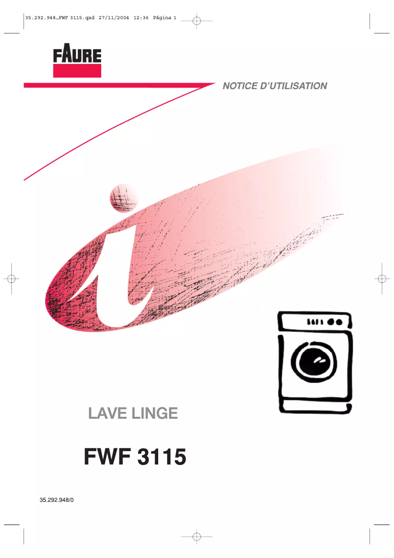 Image de la première page du manuel de l'appareil FWF3115