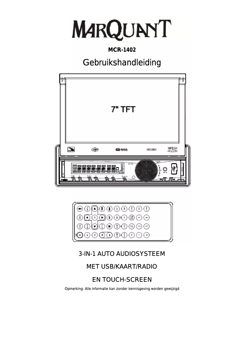 Image de la première page du manuel de l'appareil MCR-1402