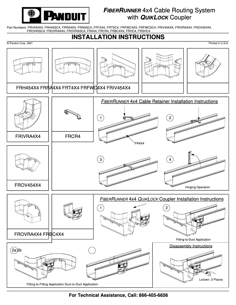 Page 1 de la notice Manuel utilisateur Panduit FRRA4X4OR