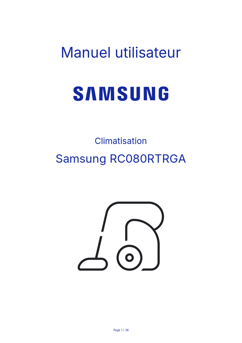 Image de la première page du manuel de l'appareil RC080RTRGA
