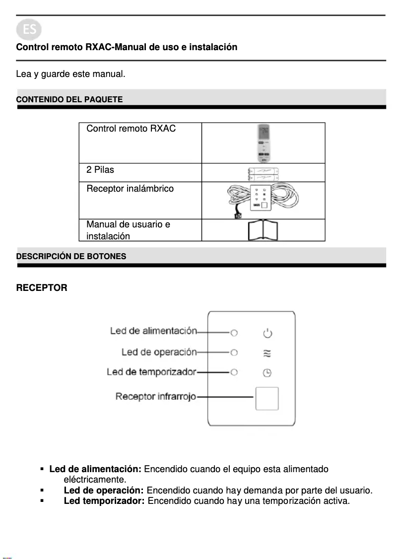 Página 1 del manual Manual de usuario Baxi RZGC50