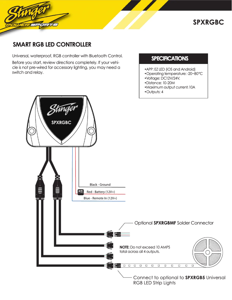 Page 1 de la notice Manuel utilisateur Stinger SPXRGBC