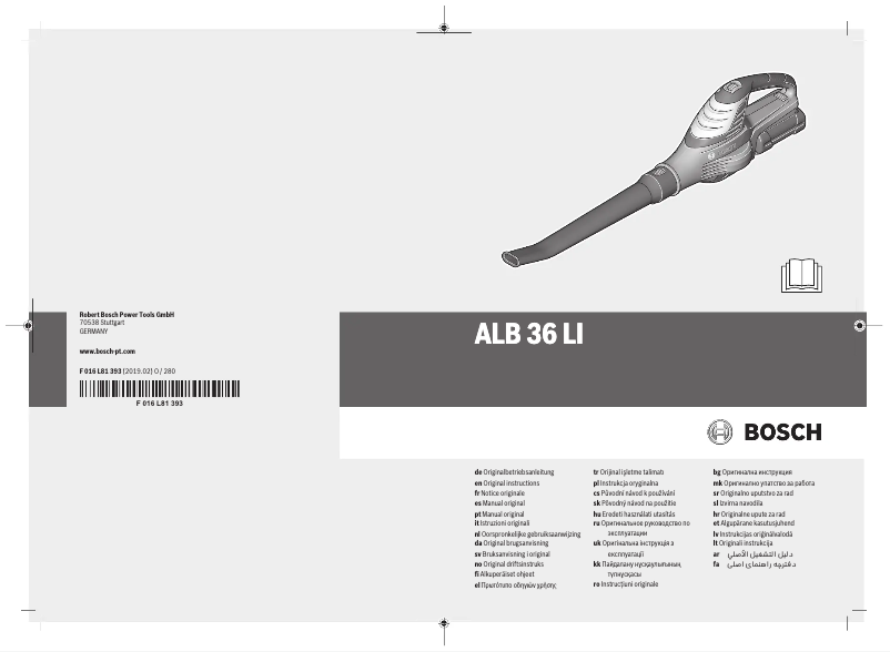 Page 1 de la notice Manuel utilisateur Bosch ALB 36 LI